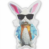 Rabbit Sticker with Jacket and Sunglasses (Vorderseite)