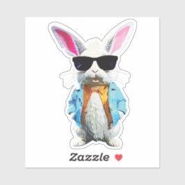 Rabbit Sticker with Jacket and Sunglasses