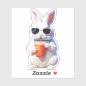 Rabbit Sticker with Sunglasses and Drink (Blatt)