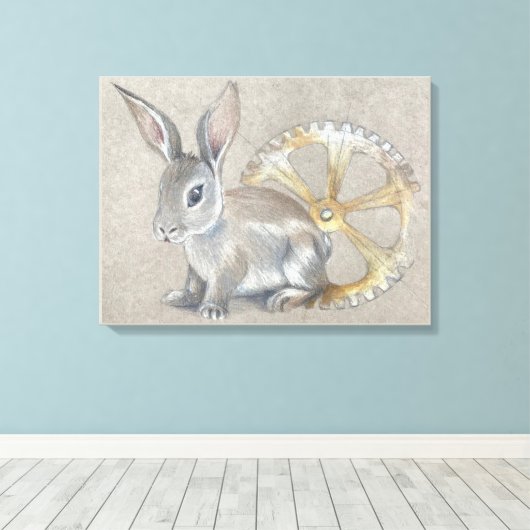 Rabbit Stretched Canvas Print Leinwanddruck (Insitu (Holzboden))
