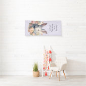 Rabbit Surrounded by Pastel Flowers Cute Birthday Banner (Insitu)
