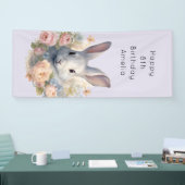 Rabbit Surrounded by Pastel Flowers Cute Birthday Banner (Messe)