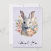 Rabbit Surrounded by Pastel Flowers Cute Dankeskarte (Vorderseite)