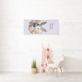 Rabbit Surrounded by Pastel Flowers Cute Easter Banner (Insitu)