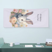 Rabbit Surrounded by Pastel Flowers Cute Easter Banner (Messe)