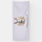 Rabbit Surrounded by Pastel Flowers Cute Easter Banner (Vertikal)