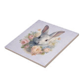 Rabbit Surrounded by Pastel Flowers Cute Fliese (Seite)