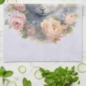 Rabbit Surrounded by Pastel Flowers Cute Geschirrtuch (Gefaltet)