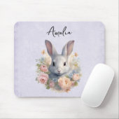 Rabbit Surrounded by Pastel Flowers Cute Mousepad (Mit Mouse)