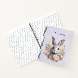Rabbit Surrounded by Pastel Flowers Cute Notizblock