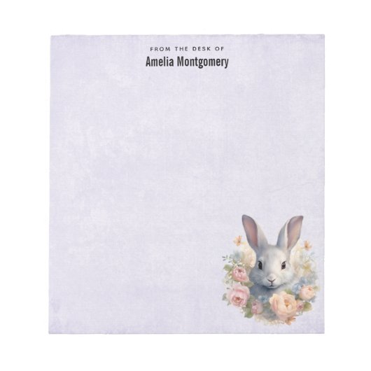 Rabbit Surrounded by Pastel Flowers Cute Notizblock (Vorderseite)