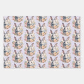 Rabbit Surrounded by Pastel Flowers Cute Pattern Geschenkpapier Set (Vorderseite 3)