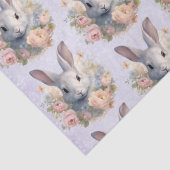 Rabbit Surrounded by Pastel Flowers Cute Pattern Seidenpapier (Detail)