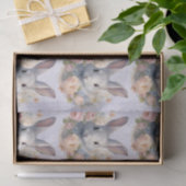 Rabbit Surrounded by Pastel Flowers Cute Pattern Seidenpapier (Geschenk)
