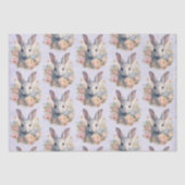 Rabbit Surrounded by Pastel Flowers Cute Pattern Seidenpapier (Vorderseite)