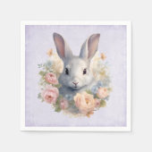  Rabbit Surrounded by Pastel Flowers Cute Serviette (Vorderseite)