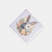  Rabbit Surrounded by Pastel Flowers Cute Serviette (Ecke)