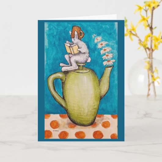 Rabbit Tea Get Well card Karte (Gelbe Blume)