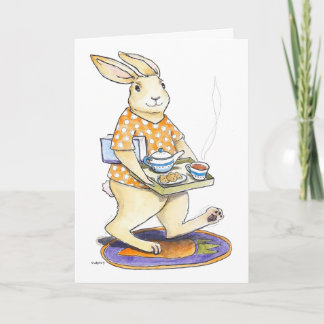 Rabbit Tea Tray Get Well card Karte