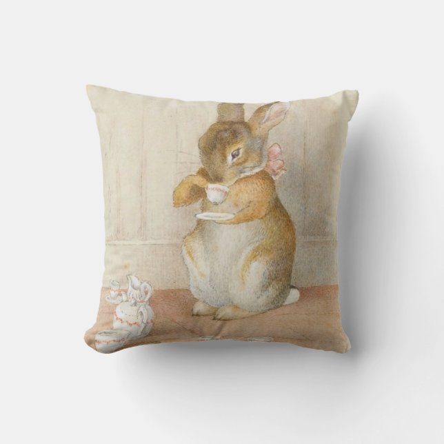Rabbit Tee Party - Beatrix Potter Kissen (Vorderseite)