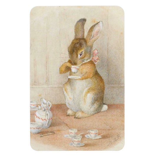 Rabbit Tee Party - Beatrix Potter Magnet (Vertikal)
