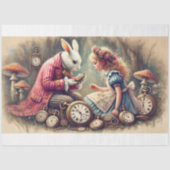 Rabbit Timekeeper Vintag Wonderland Seidenpapier (Vorderseite)