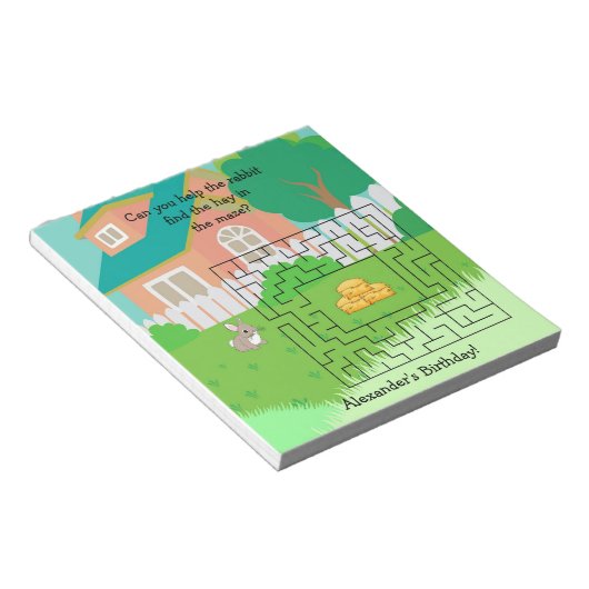 Rabbit und Hay Birthday Maze Activity Editor Notizblock (angewinkelt)