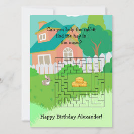 Rabbit und Hay Birthday Maze Cards für Kinder