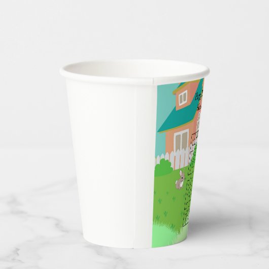 Rabbit und Hay Birthday Maze Paper Cups Pappbecher (Rechts)