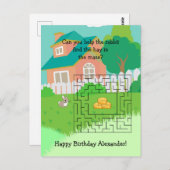 Rabbit und Hay Birthday Maze Postkarten für Kinder (Vorne/Hinten)