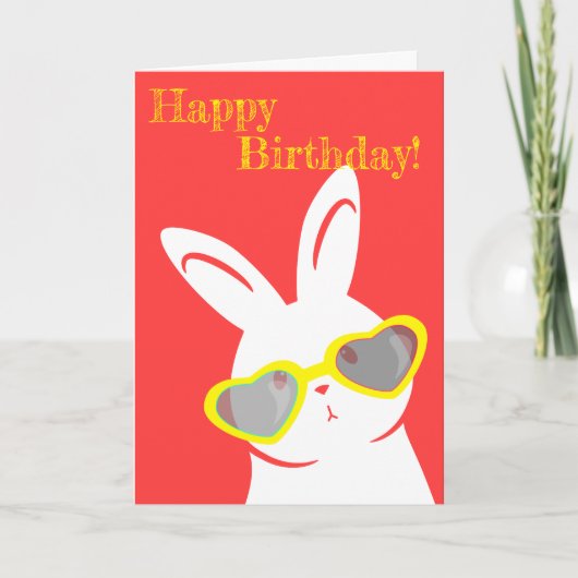Rabbit w Sonnenbrille Happy Birthday Card Dankeskarte (Vorderseite)