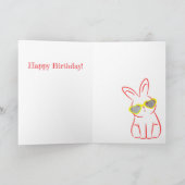 Rabbit w Sonnenbrille Happy Birthday Card Dankeskarte (Innenseite)