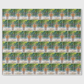 Rabbit Wearing a Floral Print Shirt In Water Geschenkpapier (Flach)