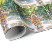 Rabbit Wearing a Floral Print Shirt In Water Geschenkpapier (Rolleneckpunkt)
