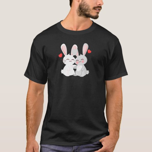RABBIT Wedding Anniversary Engagement Party Him He T-Shirt (Vorderseite)