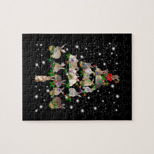Rabbit Weihnachtsbaum bedeckt durch Blitzlicht Puzzle (Horizontal)
