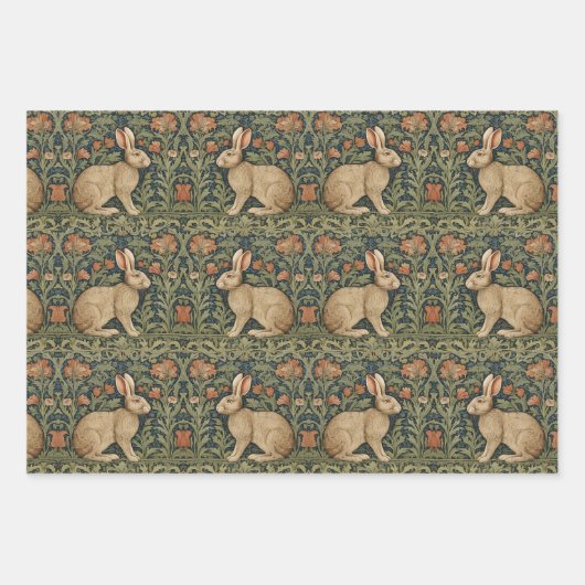 Rabbit Willian Morris Inspiriert Wrapping Paper Geschenkpapier Set (Vorderseite 2)