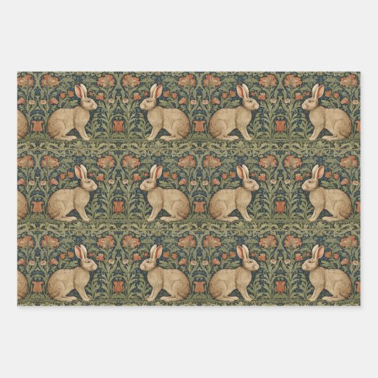 Rabbit Willian Morris Inspiriert Wrapping Paper Geschenkpapier Set (Vorderseite 3)
