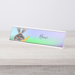 Rabbit with Carrot Schreibtischnamensplakette