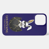 Rabbit with cool glasses, Gold, cracked, royal iPhone Hülle (Rückseite (Horizontal))