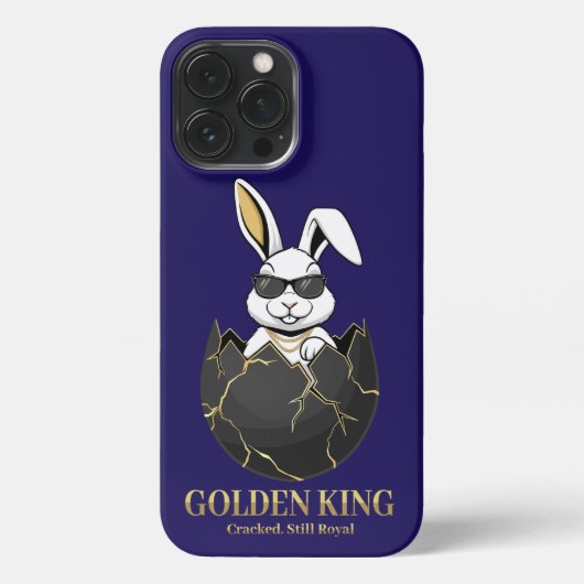 Rabbit with cool glasses, Gold, cracked, royal iPhone Hülle (Rückseite)