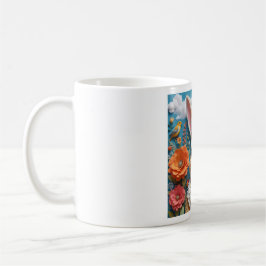Rabbit with flowers art mug kaffeetasse
