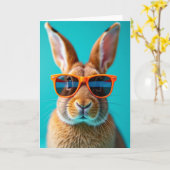 Rabbit With Orange Glasses Card Karte (Gelbe Blume)