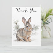 Rabbit with Pine Wildlife Thank You Card Dankeskarte (Stehend Vorderseite)