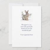 Rabbit with Pine Wildlife Thank You Card Dankeskarte (Rückseite)