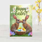 Rabbit Woven Basket Spring Card Karte (Gelbe Blume)