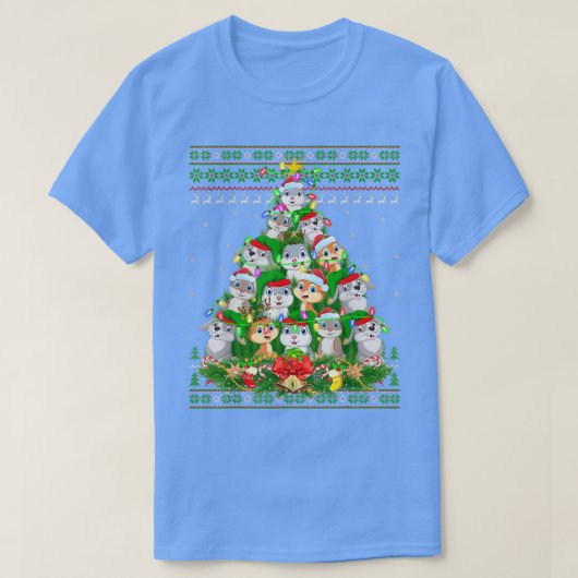 Rabbit Xmas Licht Baum Santa Rabbit Ugly Christ T-Shirt (Design vorne)