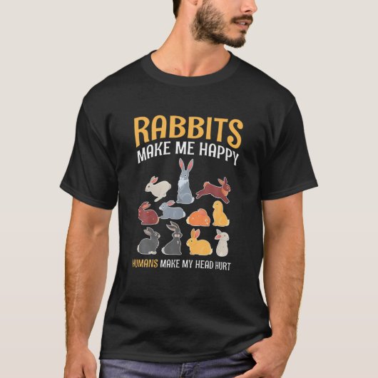 Rabbits Make Me Happy T-Shirt (Vorderseite)