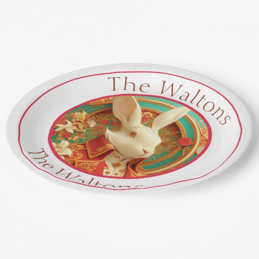 Rabbit's Royal Dress Code Paper Plate Pappteller (Schrägansicht)
