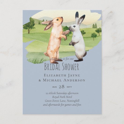 Rabbits Wedple Country Garden Postkarte (Vorderseite)
